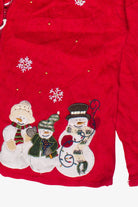 Vintage Snowman Friends Heirloom Collectibles Zip Up Ugly Christmas Sweater (2004)
