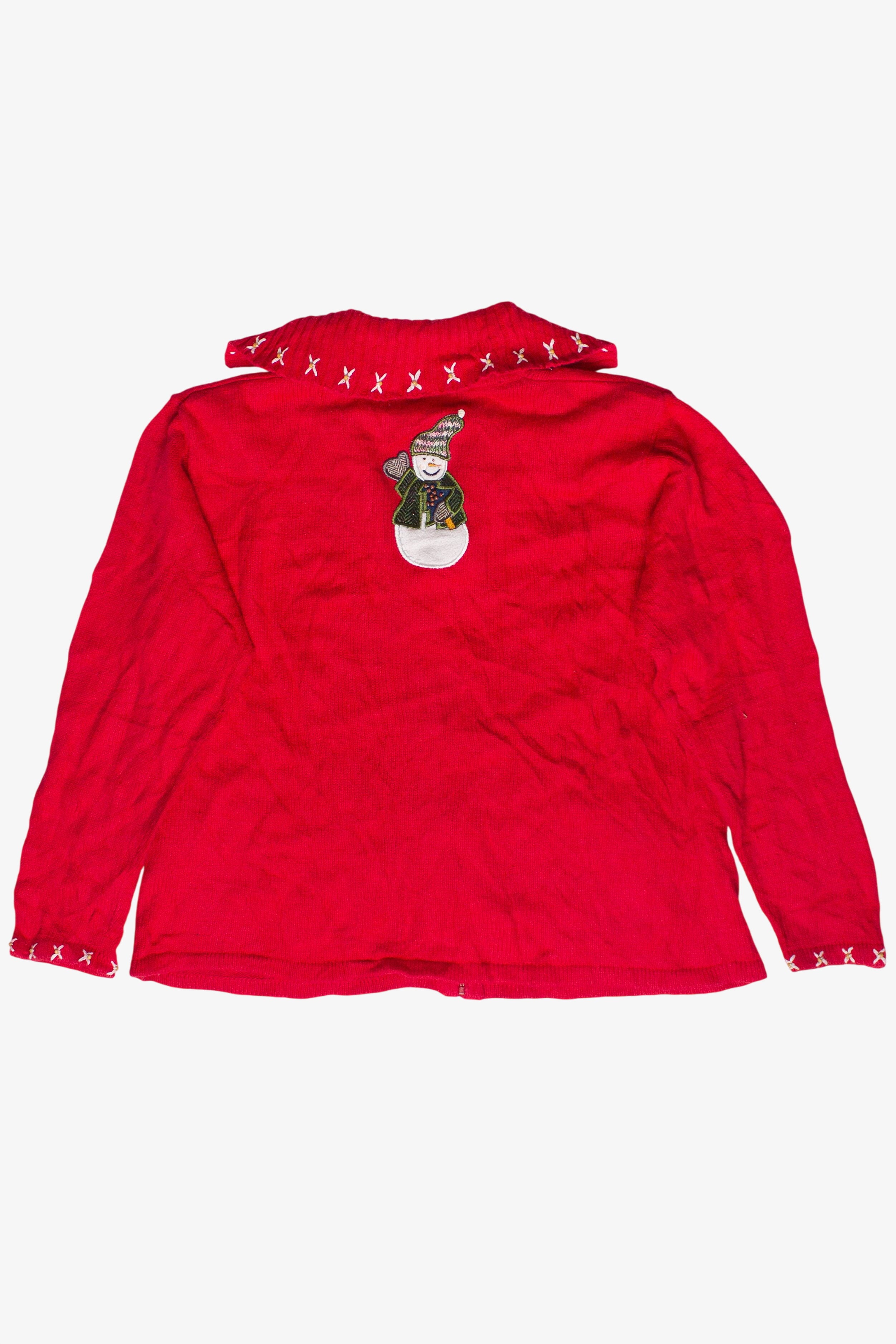 Vintage Snowman Friends Heirloom Collectibles Zip Up Ugly Christmas Sweater (2004)