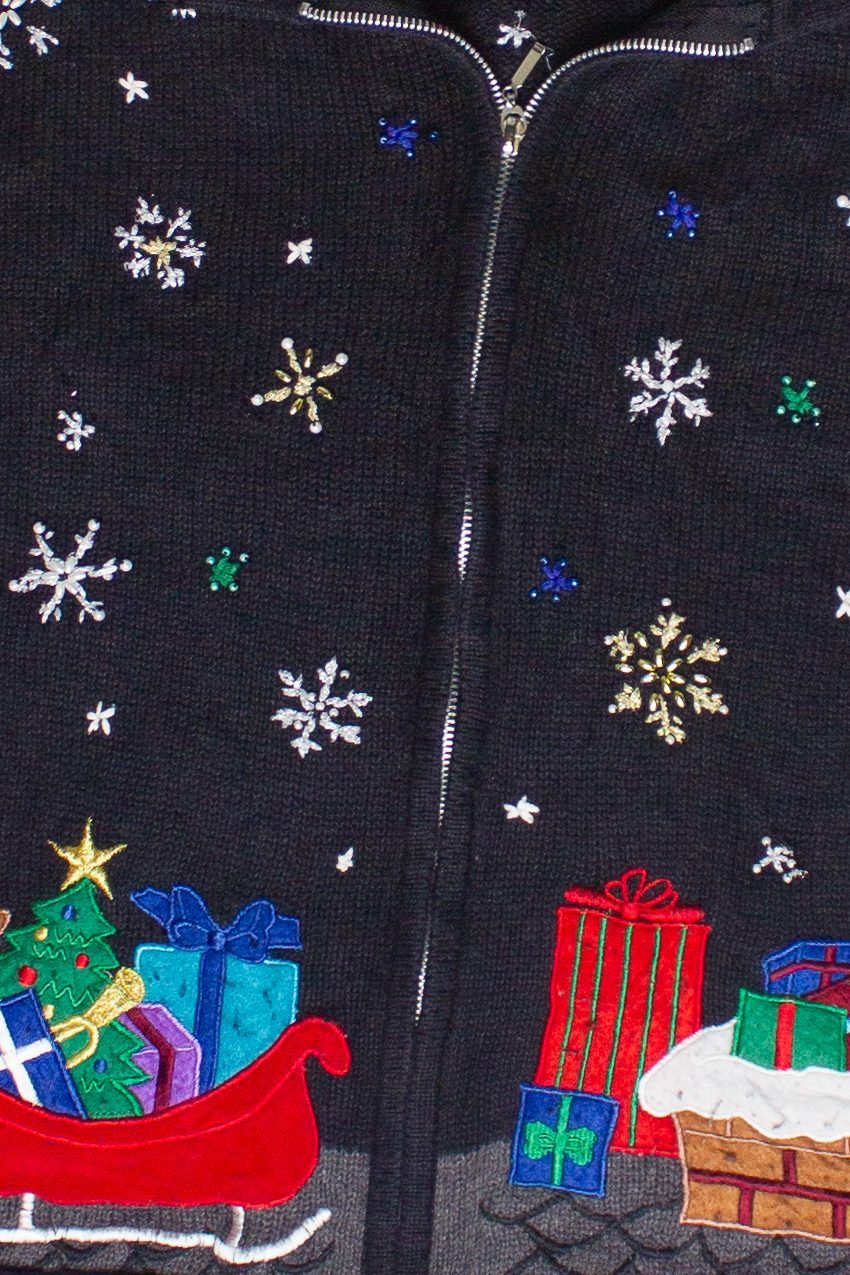 Vintage Santa's List Designers Originals Studio Zip Up Ugly Christmas Sweater (2000s)