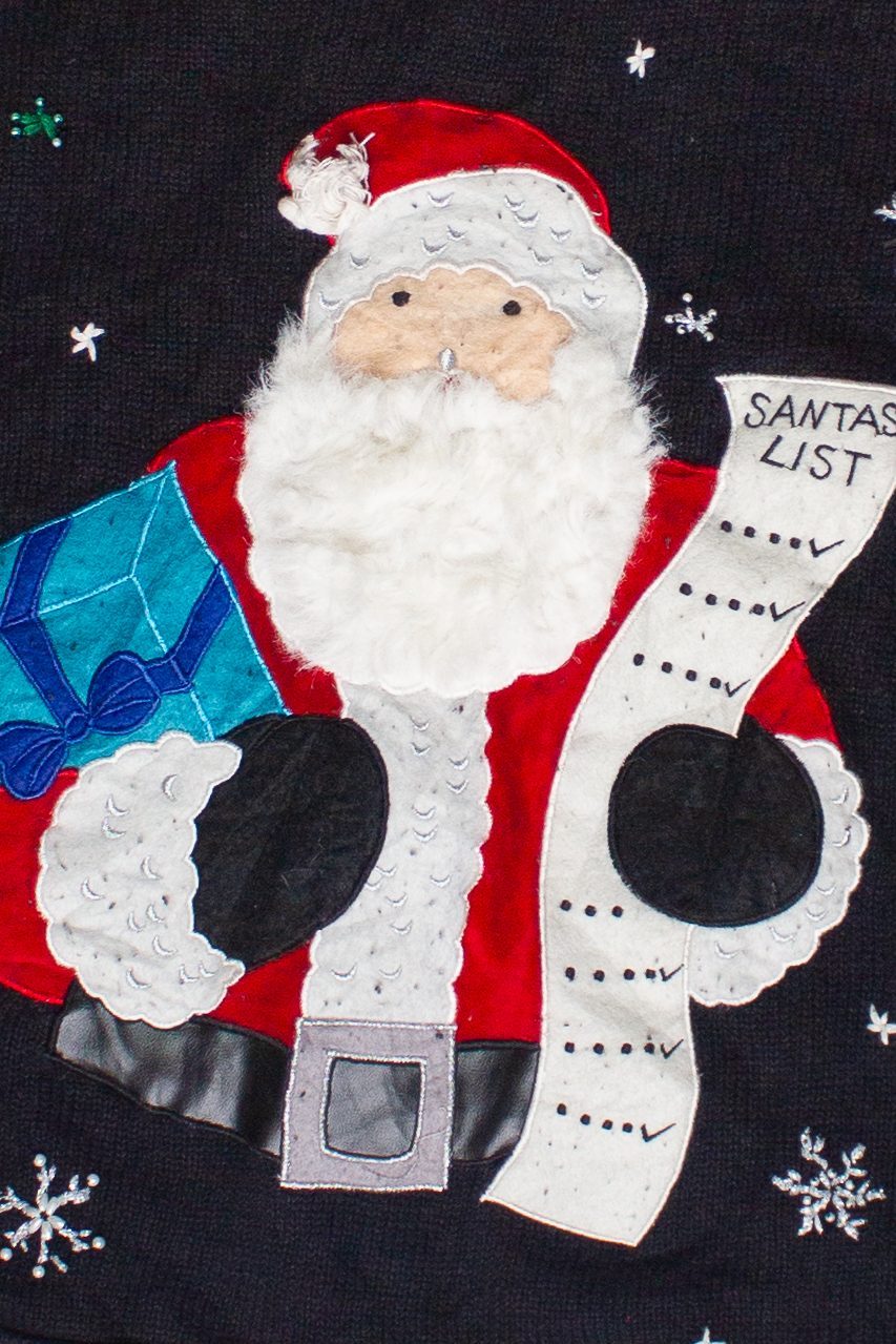 Vintage Santa's List Designers Originals Studio Zip Up Ugly Christmas Sweater (2000s)