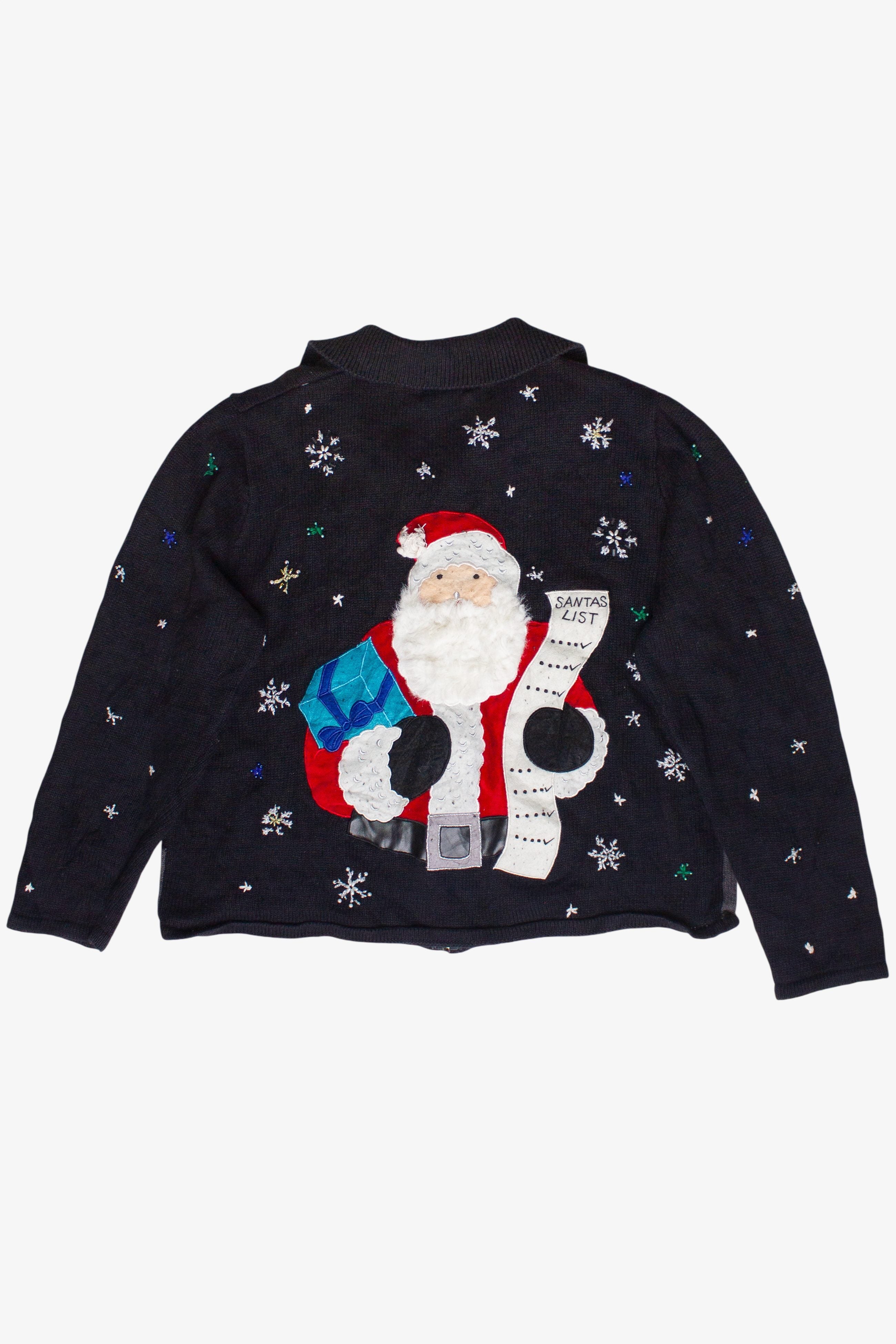 Vintage Santa's List Designers Originals Studio Zip Up Ugly Christmas Sweater (2000s)