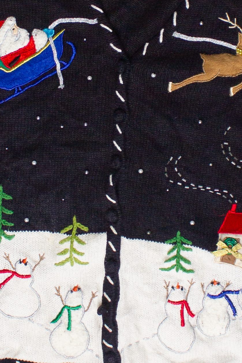 Vintage Santa Flying in His Sleigh Designers Originals Studio Ugly Christmas Sweater (2000s)