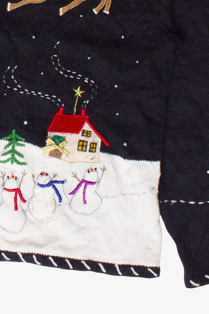 Vintage Santa Flying in His Sleigh Designers Originals Studio Ugly Christmas Sweater (2000s)
