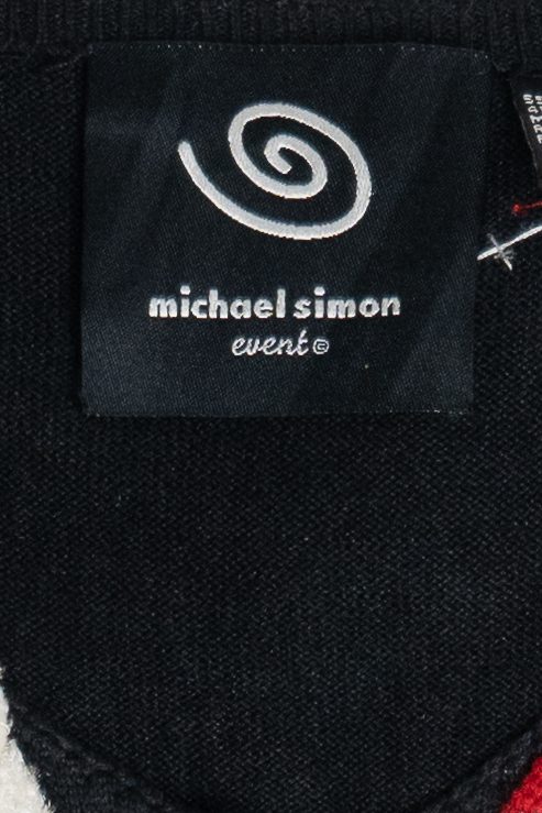 Vintage Michael Simon 3D Santa Applique Ugly Christmas Cardigan (2000s)