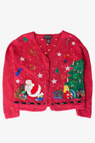 Vintage Red Santa Tree Christmas Cardigan (1990s)