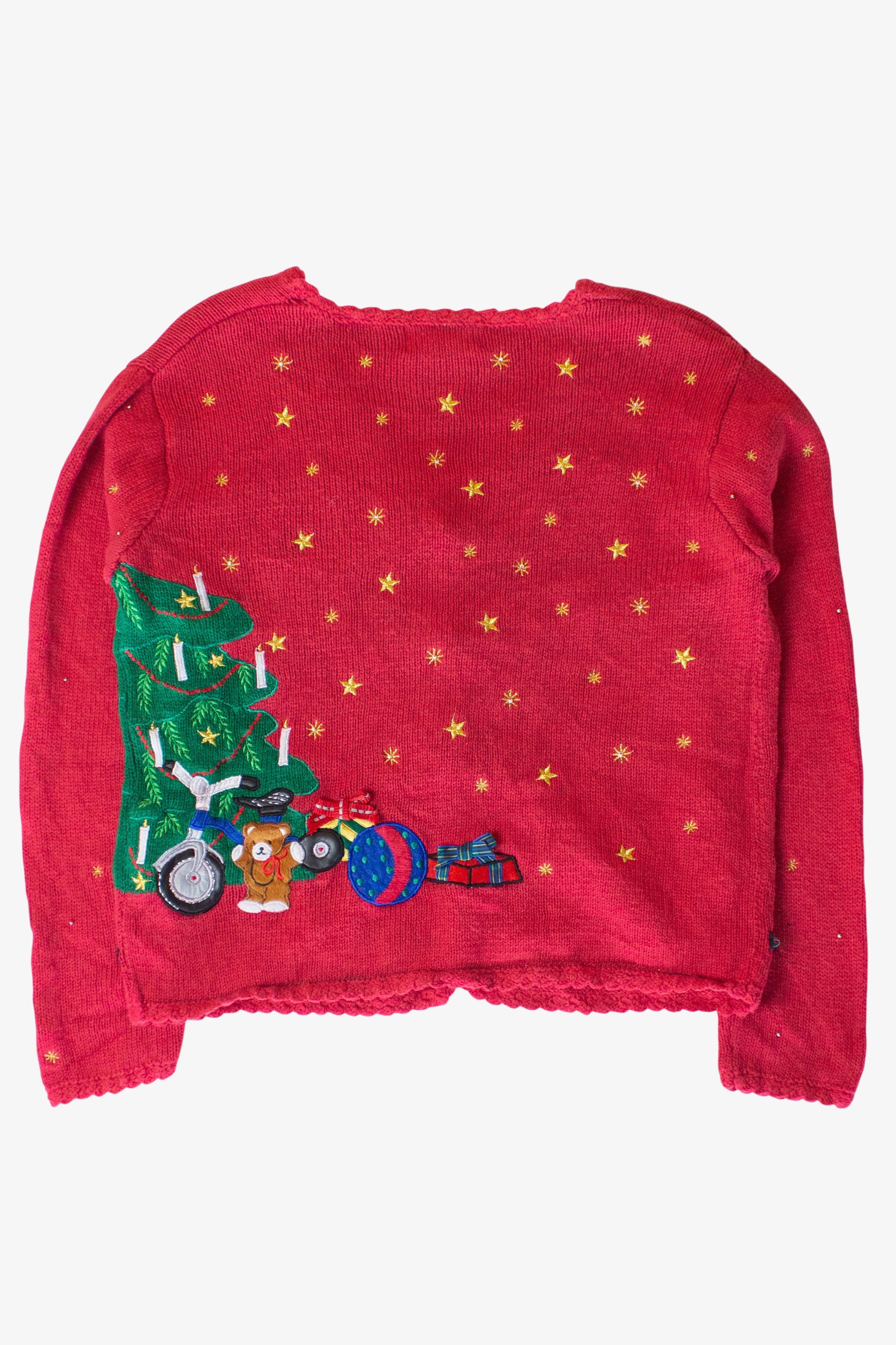 Vintage Red Santa Tree Christmas Cardigan (1990s)