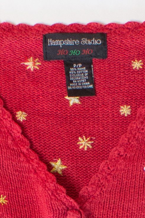 Vintage Red Santa Tree Christmas Cardigan (1990s)