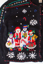Vintage Caroling Snowmen Ugly Christmas Cardigan (1990s)
