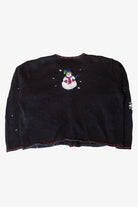 Vintage Caroling Snowmen Ugly Christmas Cardigan (1990s)