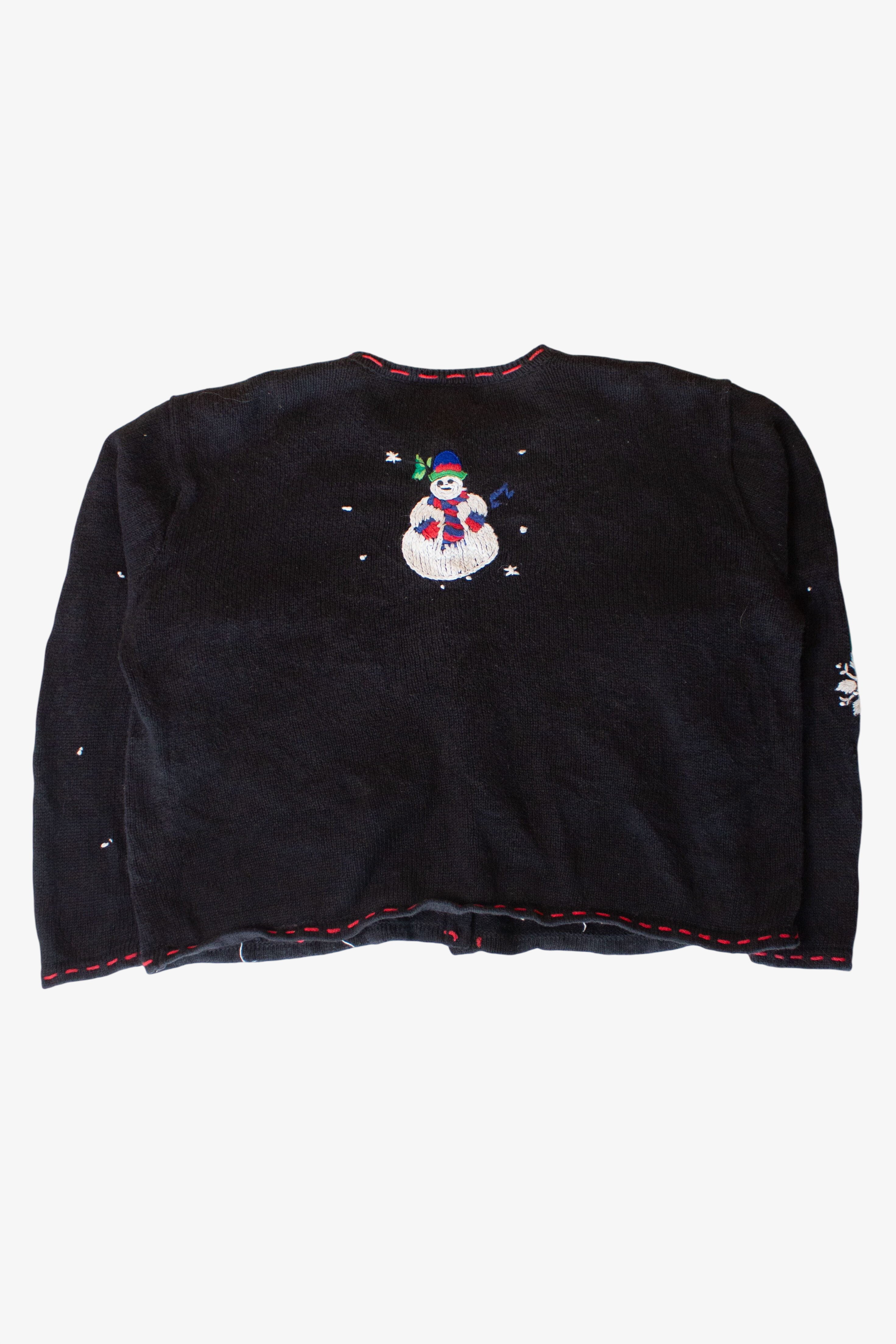 Vintage Caroling Snowmen Ugly Christmas Cardigan (1990s)