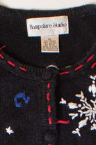 Vintage Caroling Snowmen Ugly Christmas Cardigan (1990s)