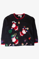 Vintage Peeking Santas Christmas Cardigan (1990s)