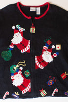 Vintage Peeking Santas Christmas Cardigan (1990s)