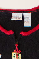 Vintage Peeking Santas Christmas Cardigan (1990s)