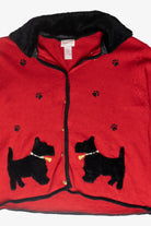 Dog Applique Ugly Christmas Cardigan (1990s)