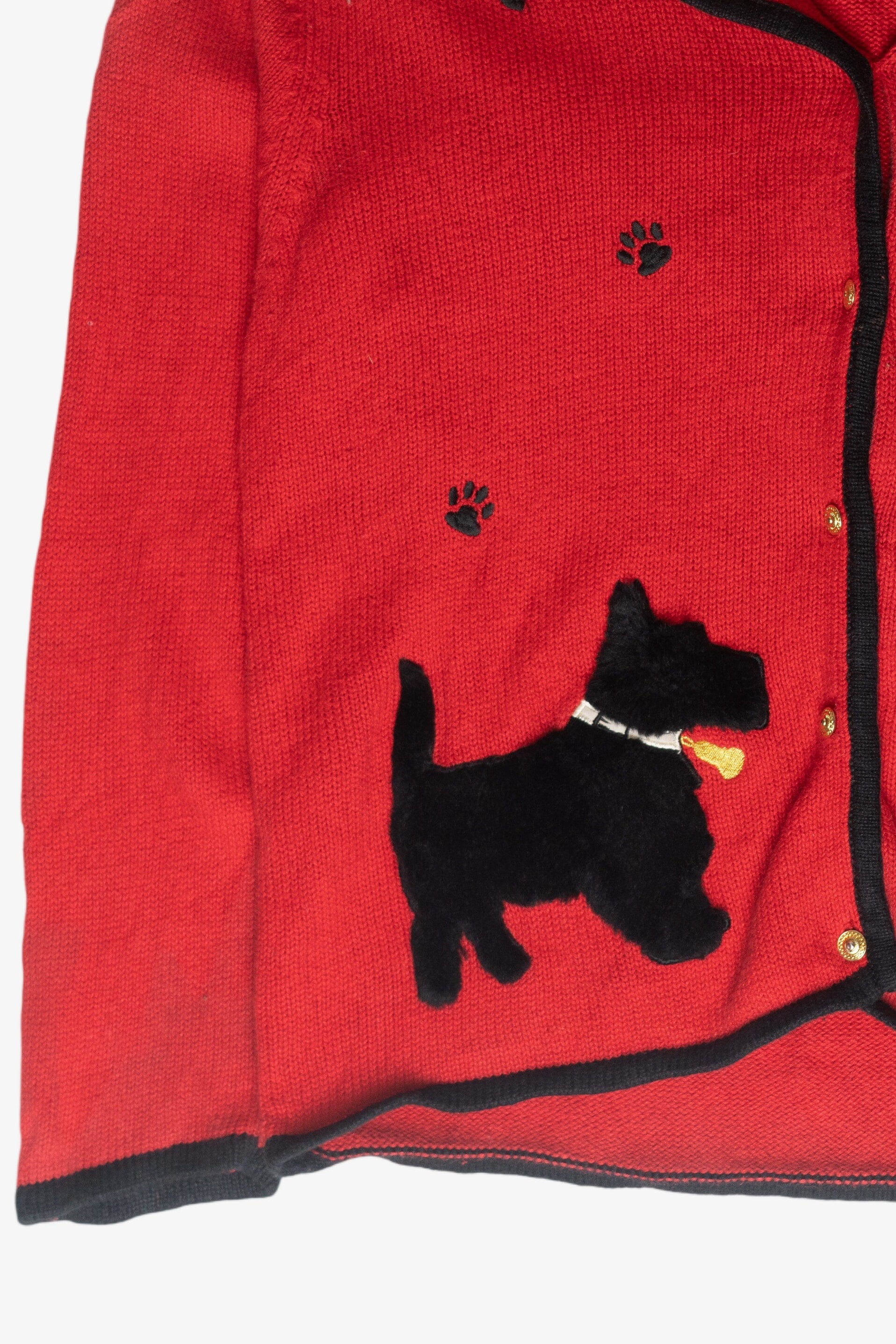 Dog Applique Ugly Christmas Cardigan (1990s)