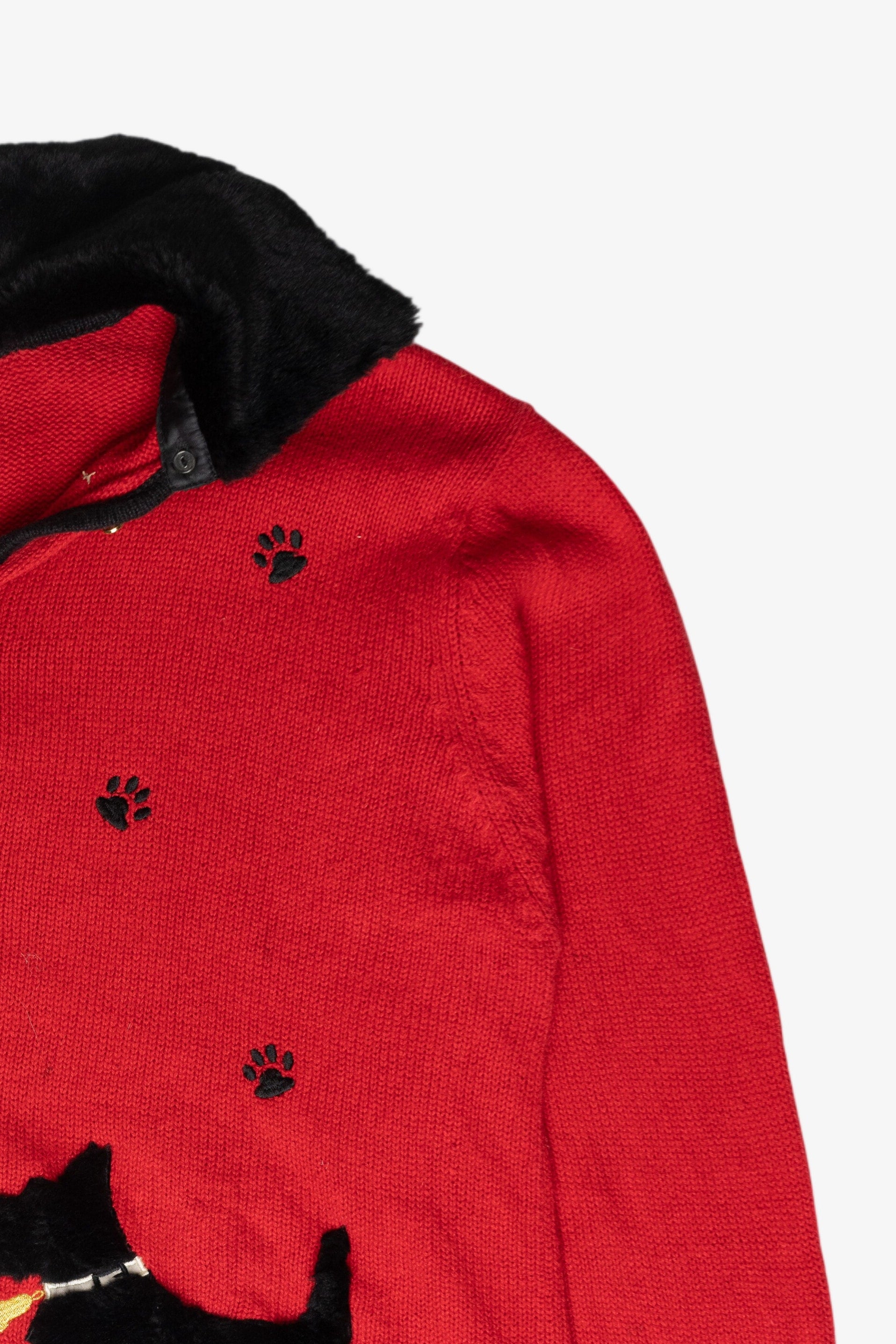 Dog Applique Ugly Christmas Cardigan (1990s)