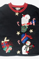 Santa Snowman Peek-a-Boo Ugly Christmas Cardigan (2000s) 