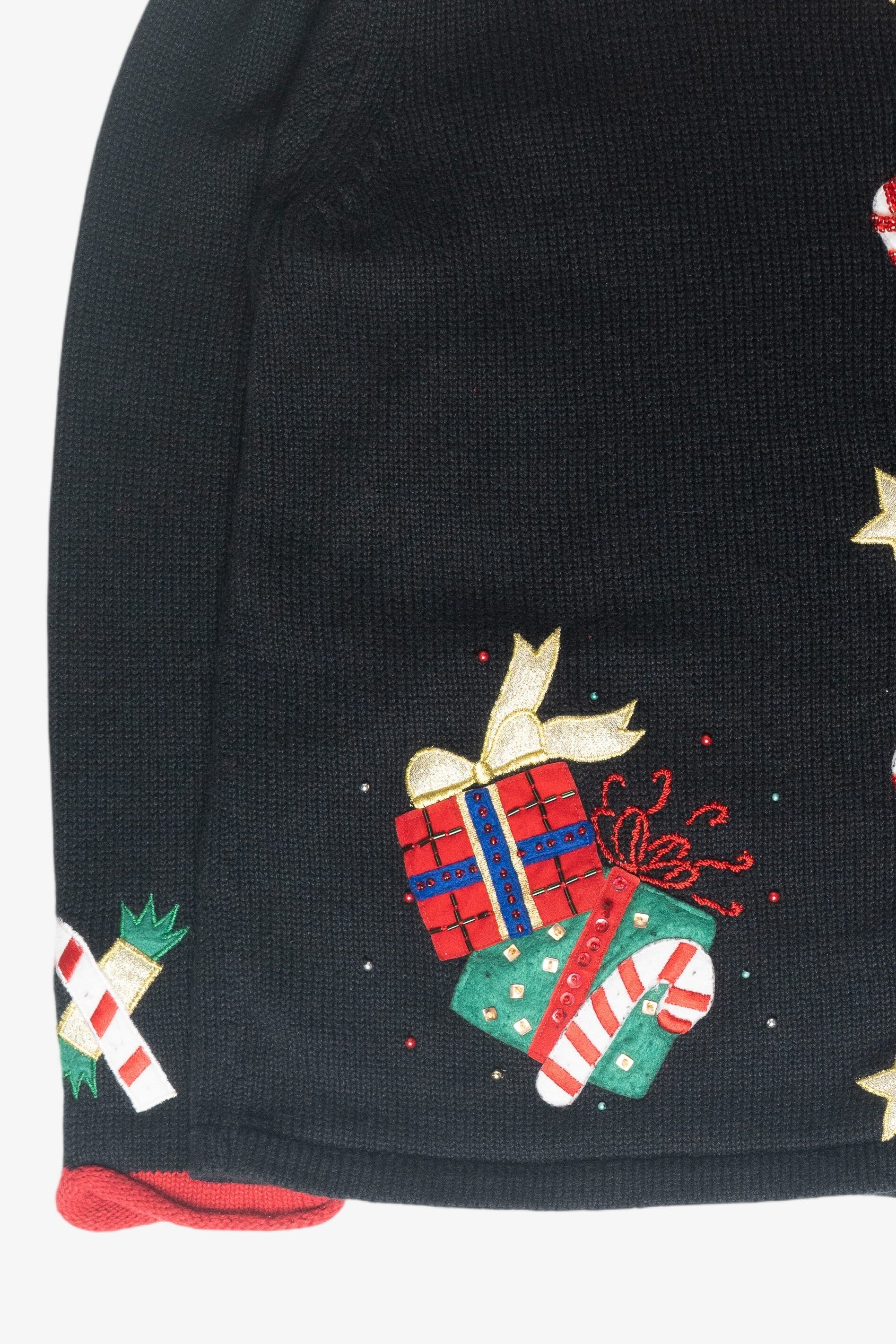 Santa Snowman Peek-a-Boo Ugly Christmas Cardigan (2000s) 
