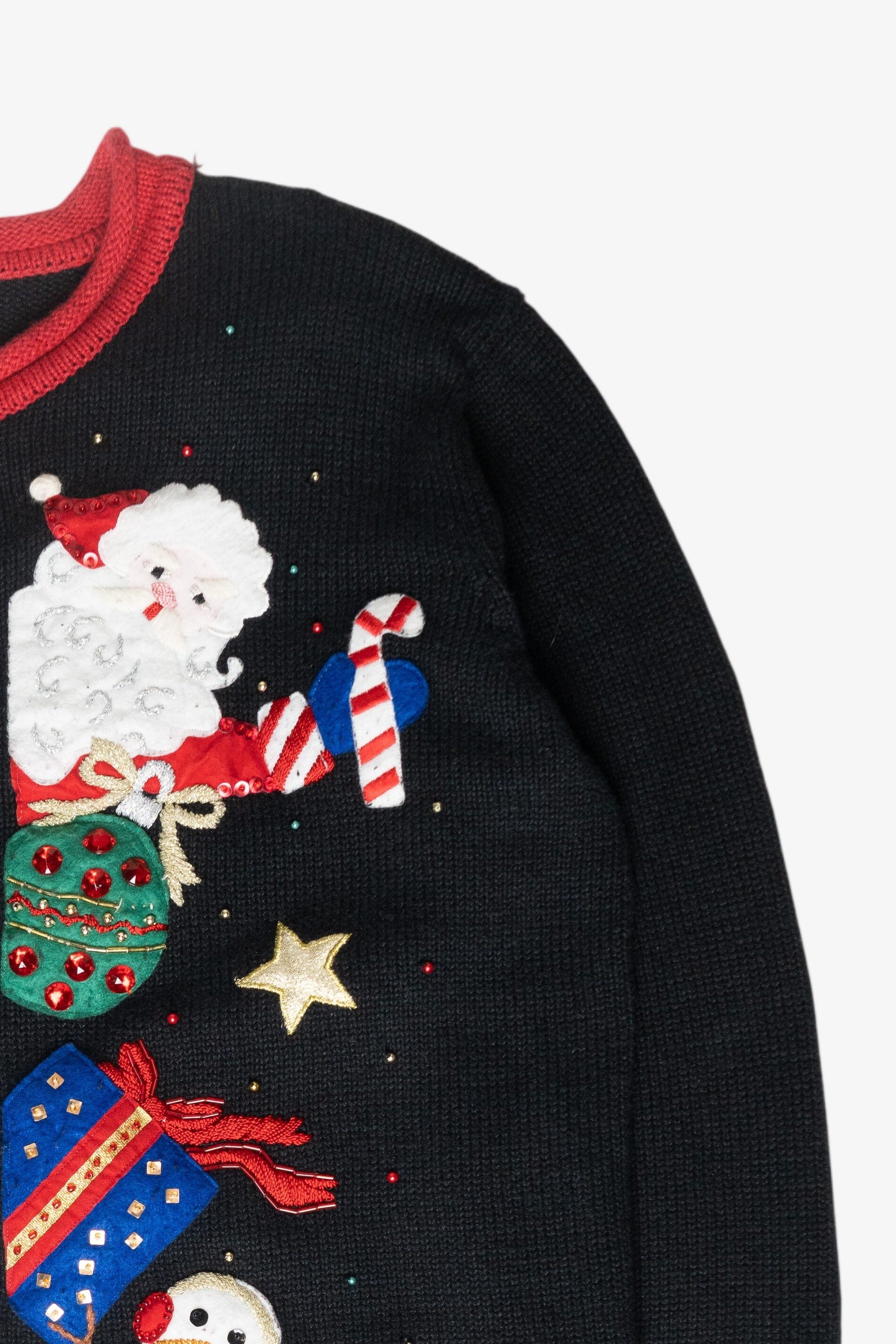 Santa Snowman Peek-a-Boo Ugly Christmas Cardigan (2000s) 