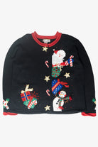 Santa Snowman Peek-a-Boo Ugly Christmas Cardigan (2000s) 