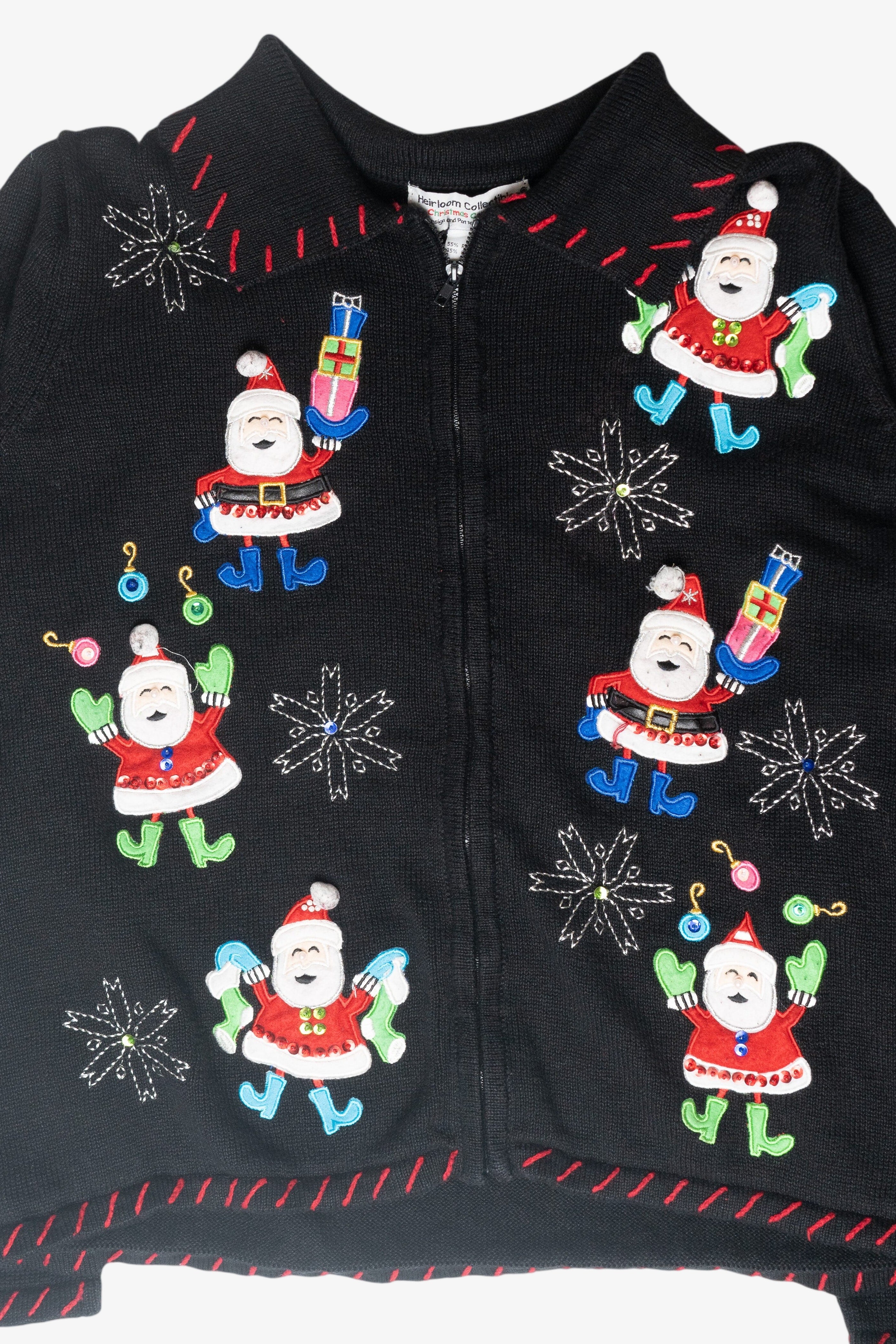 Stitched Santa Vintage Ugly Christmas Cardigan (2000s)