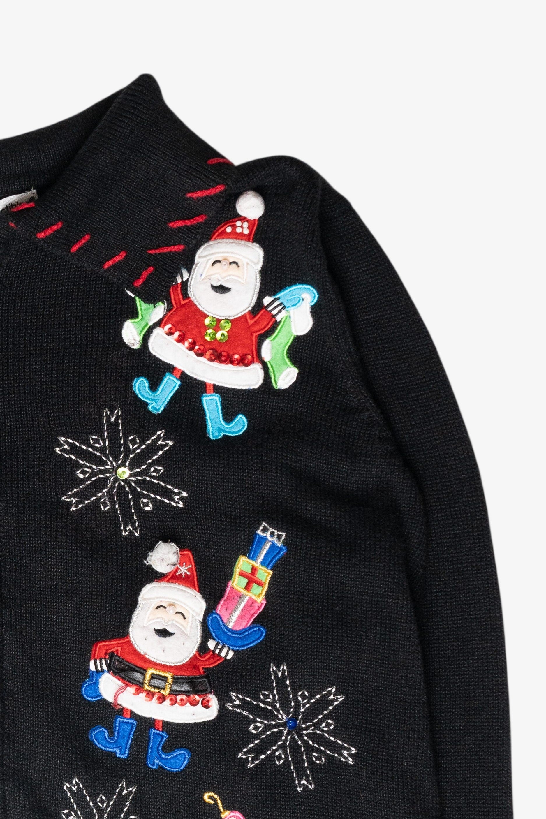 Stitched Santa Vintage Ugly Christmas Cardigan (2000s)