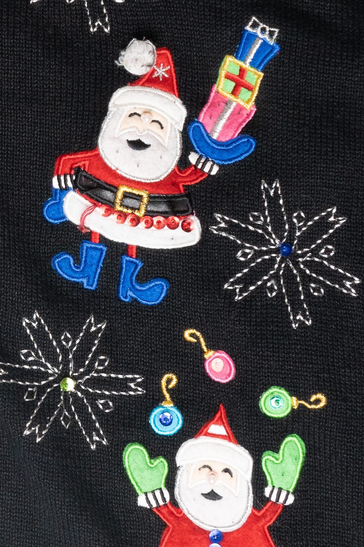 Stitched Santa Vintage Ugly Christmas Cardigan (2000s)