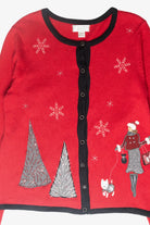 Lady and Dog Vintage Ugly Christmas Cardigan (2000s)