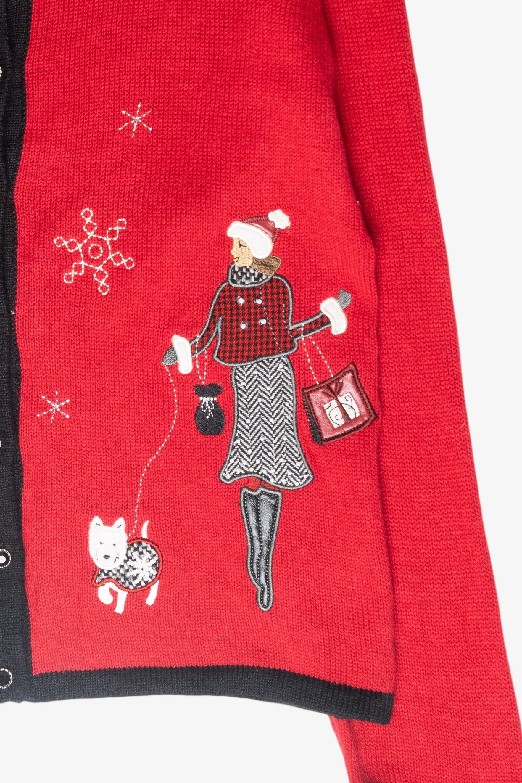 Lady and Dog Vintage Ugly Christmas Cardigan (2000s)