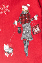 Lady and Dog Vintage Ugly Christmas Cardigan (2000s)