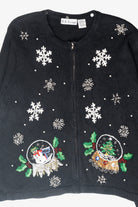 Snowglobe Vintage Ugly Christmas Zip Cardigan