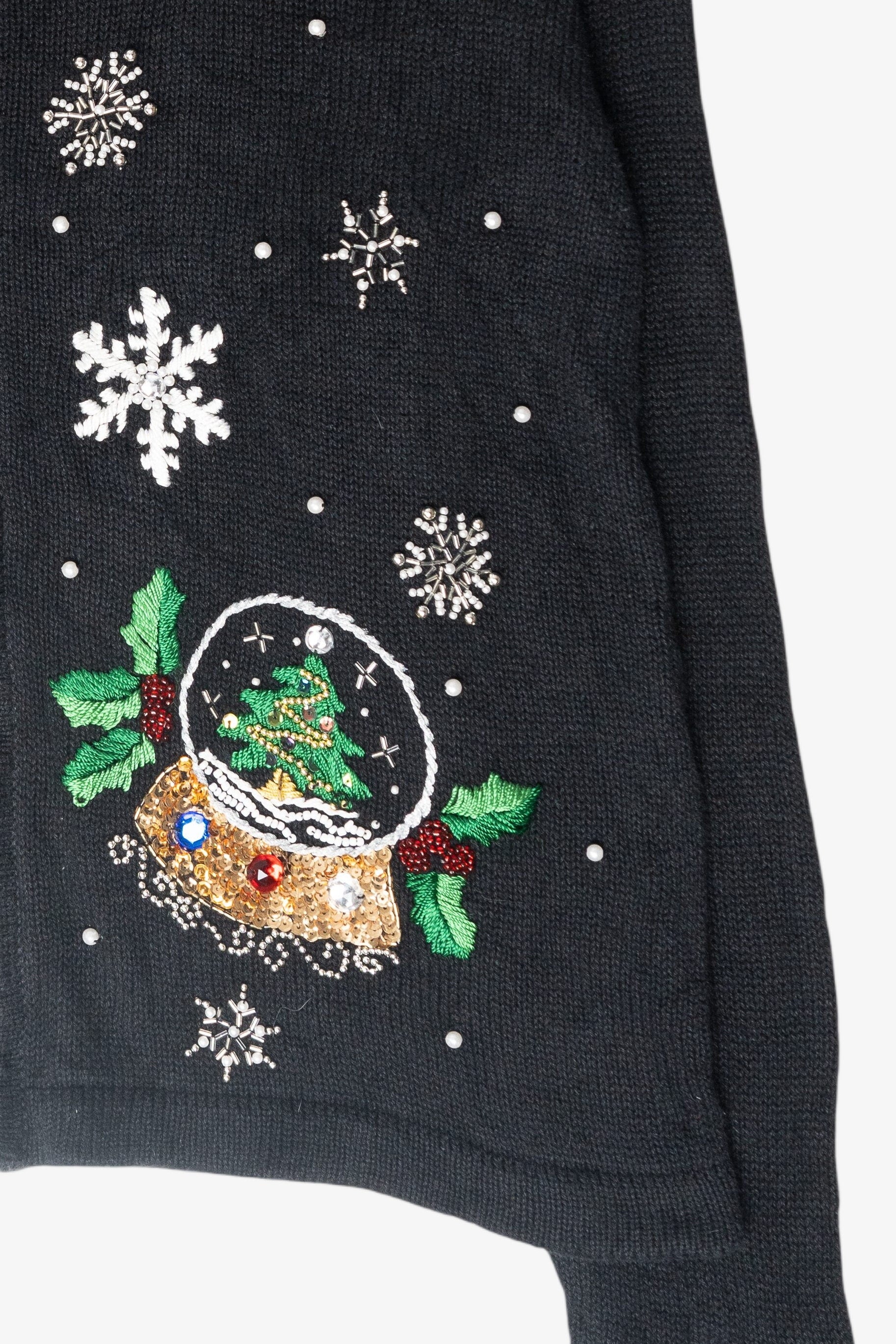 Snowglobe Vintage Ugly Christmas Zip Cardigan