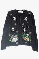 Snowglobe Vintage Ugly Christmas Zip Cardigan