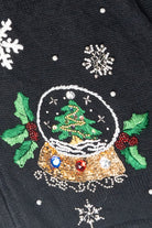 Snowglobe Vintage Ugly Christmas Zip Cardigan