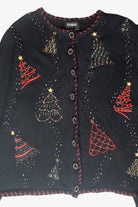Beaded Tree Vintage Ugly Christmas Cardigan (2000s)