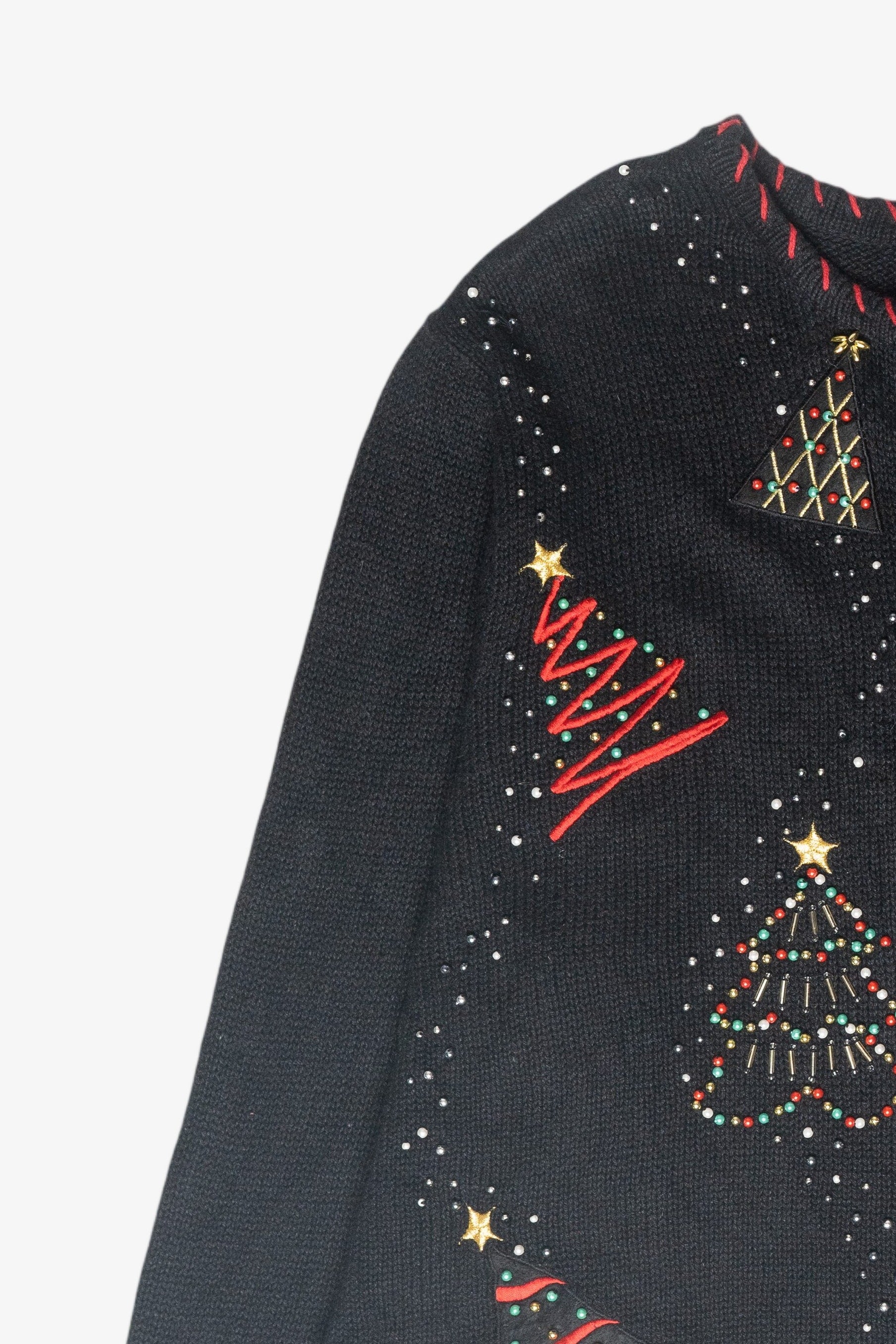 Beaded Tree Vintage Ugly Christmas Cardigan (2000s)