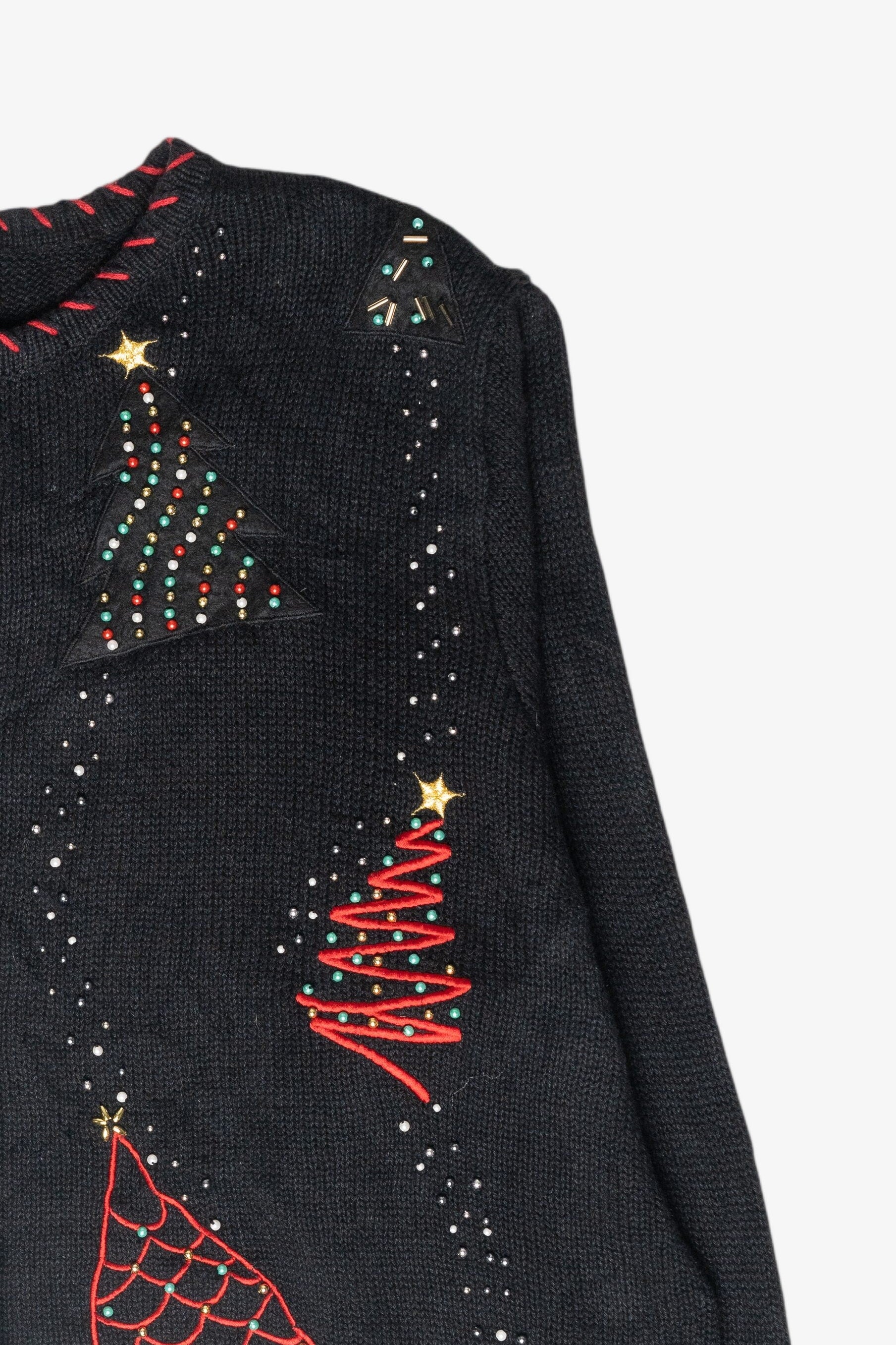 Beaded Tree Vintage Ugly Christmas Cardigan (2000s)