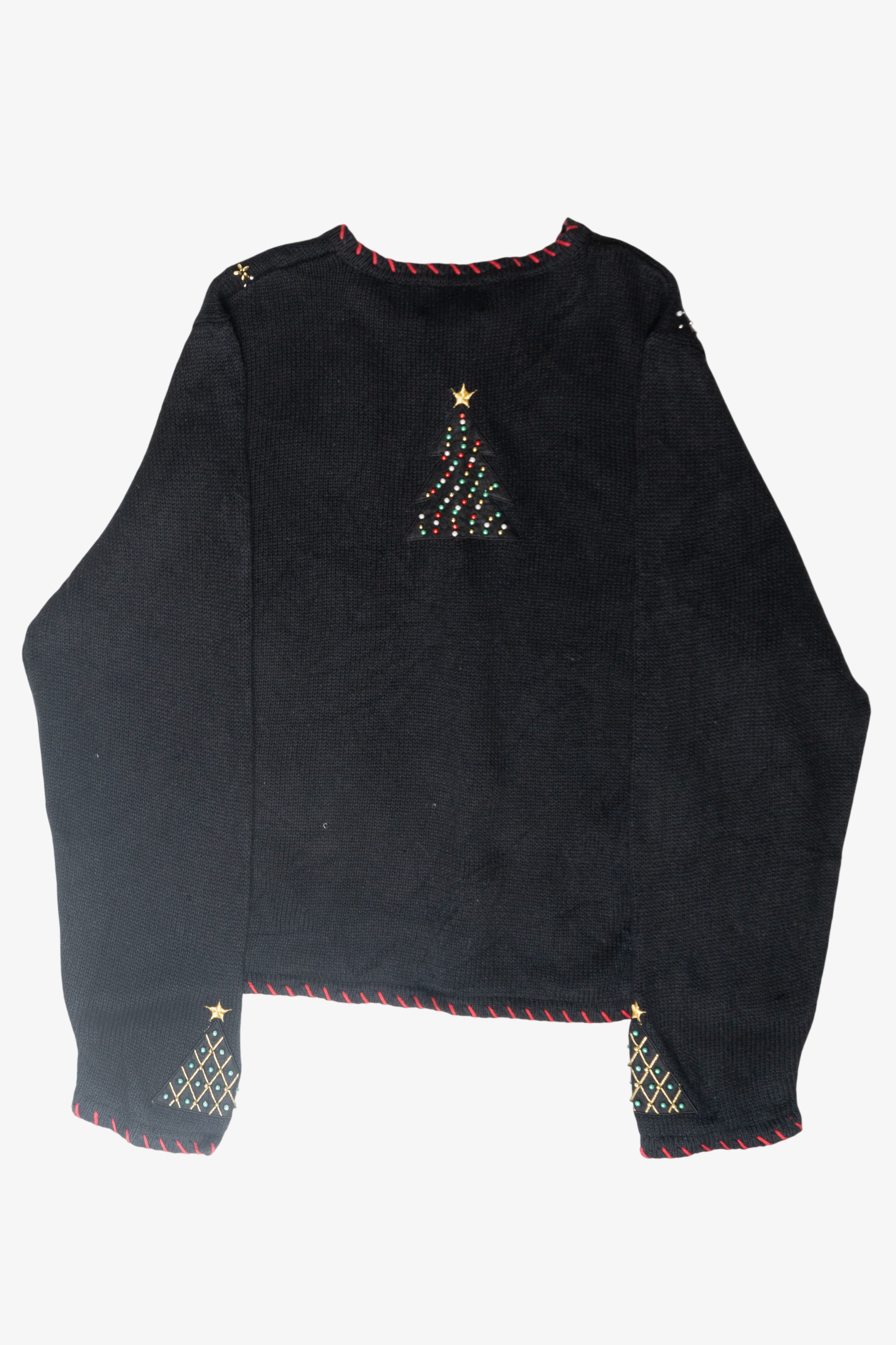 Beaded Tree Vintage Ugly Christmas Cardigan (2000s)