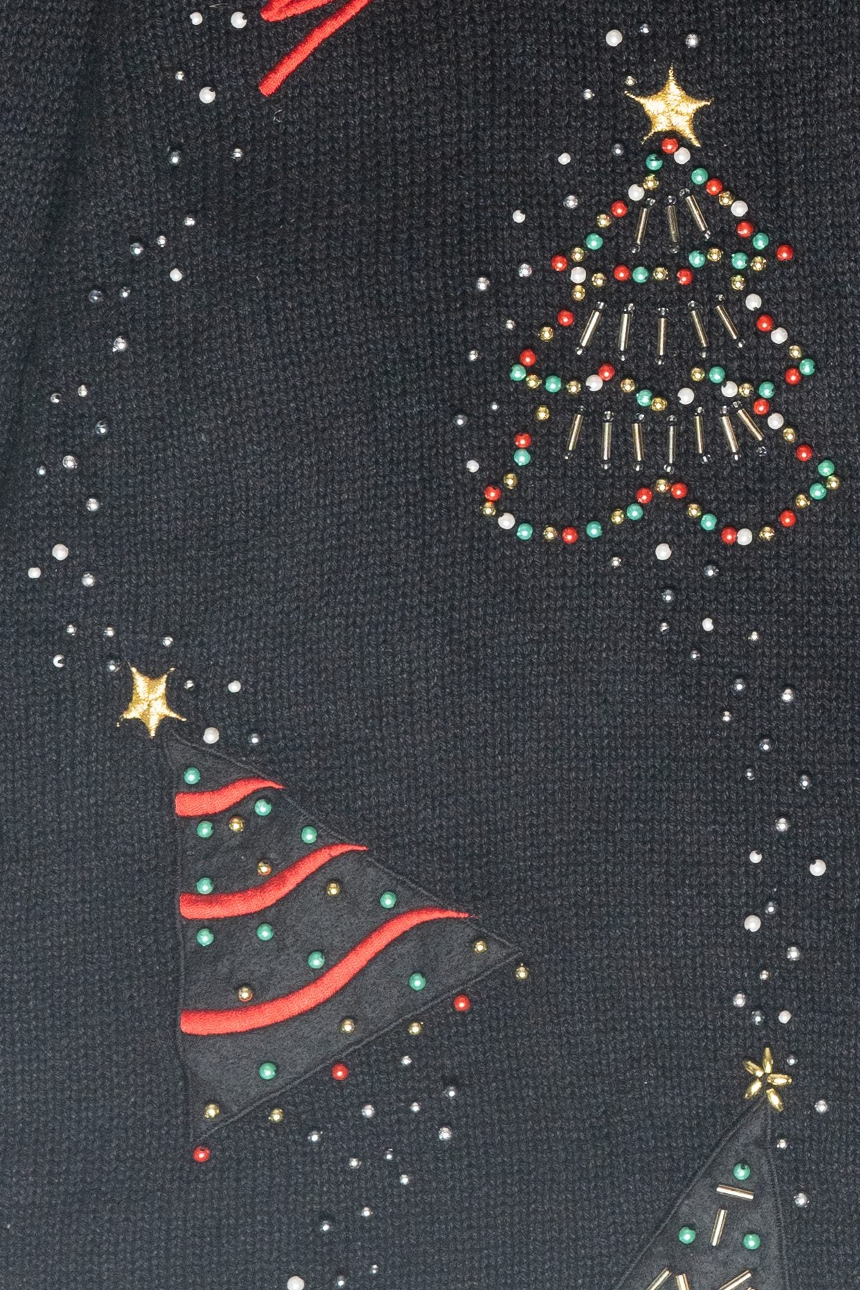 Beaded Tree Vintage Ugly Christmas Cardigan (2000s)