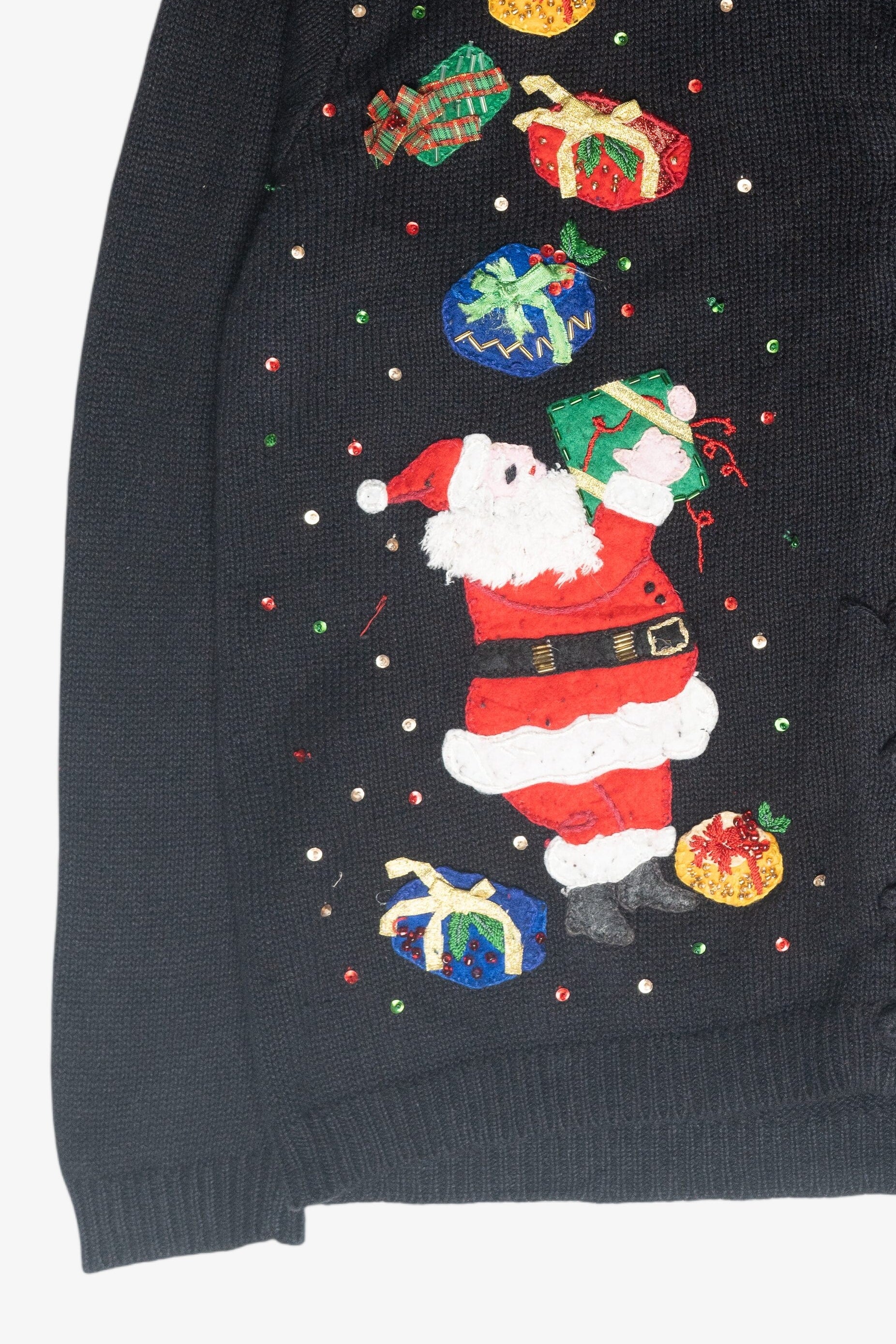Christmas Presents Sequin Collar Vintage Ugly Cardigan (2000s)