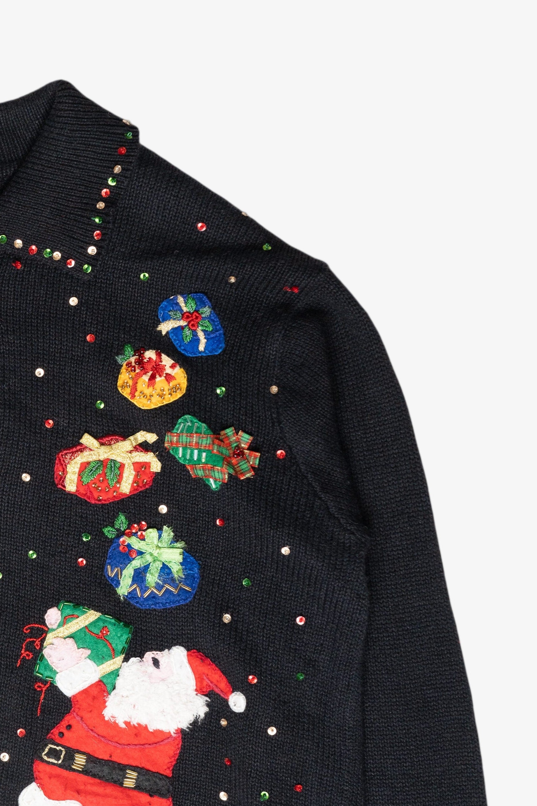 Christmas Presents Sequin Collar Vintage Ugly Cardigan (2000s)