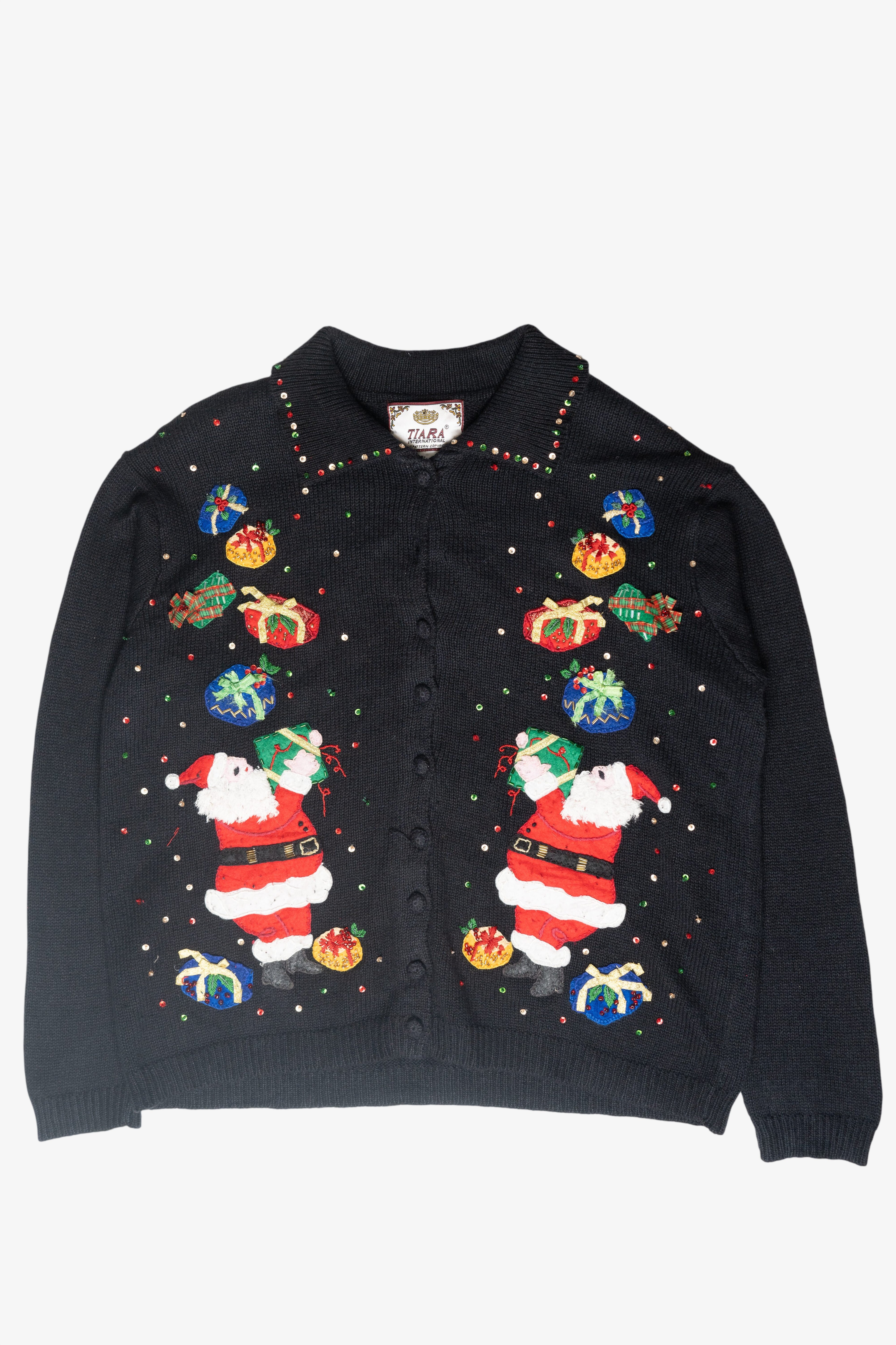 Christmas Presents Sequin Collar Vintage Ugly Cardigan (2000s)