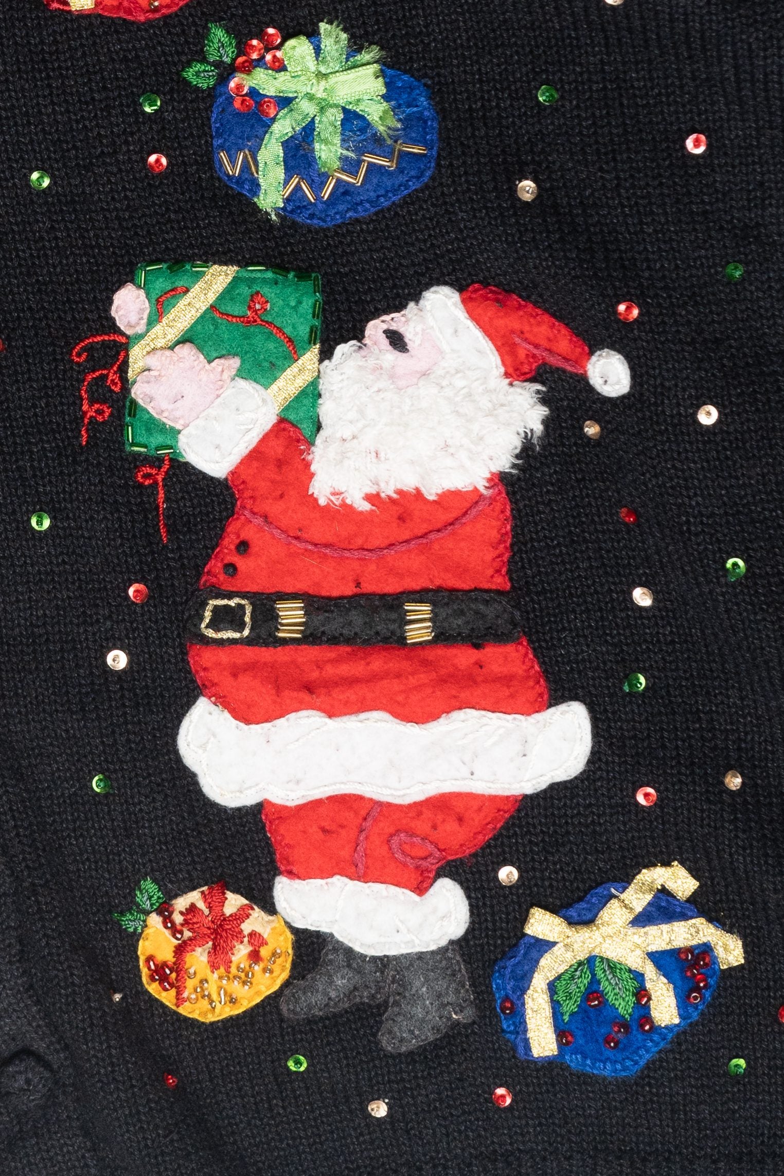 Christmas Presents Sequin Collar Vintage Ugly Cardigan (2000s)