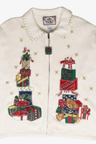 Bear Gifts Stitched Collar Ugly Christmas Cardigan Vintage (2000s)