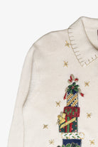 Bear Gifts Stitched Collar Ugly Christmas Cardigan Vintage (2000s)