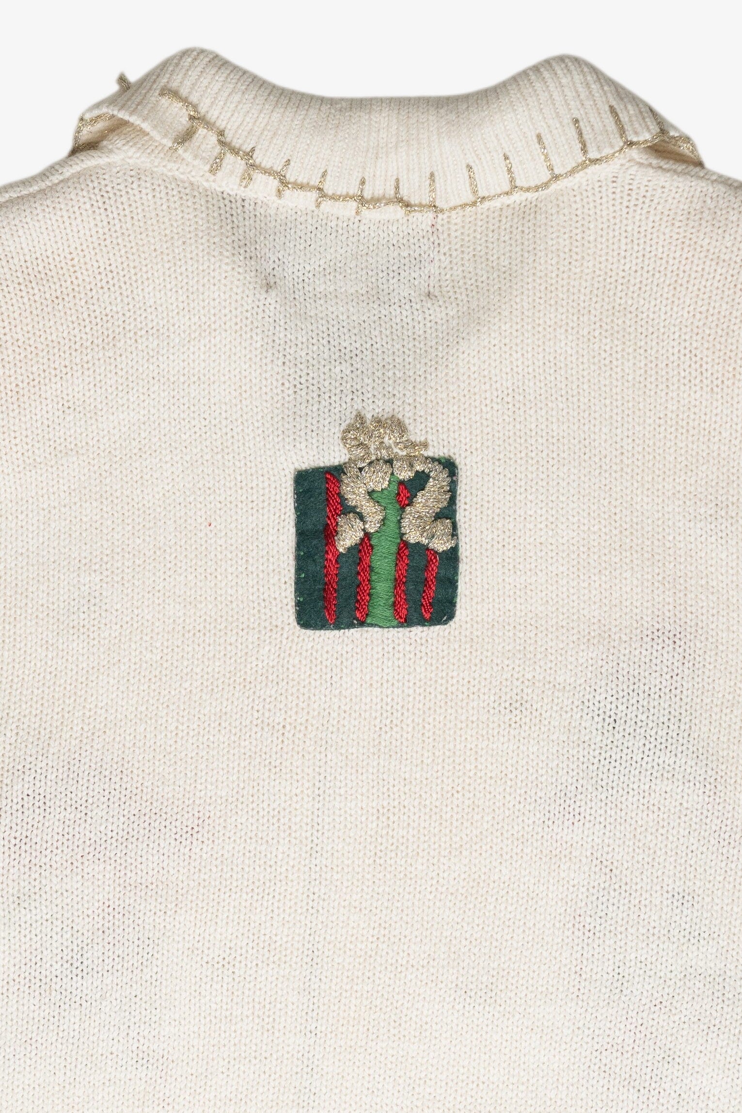 Bear Gifts Stitched Collar Ugly Christmas Cardigan Vintage (2000s)