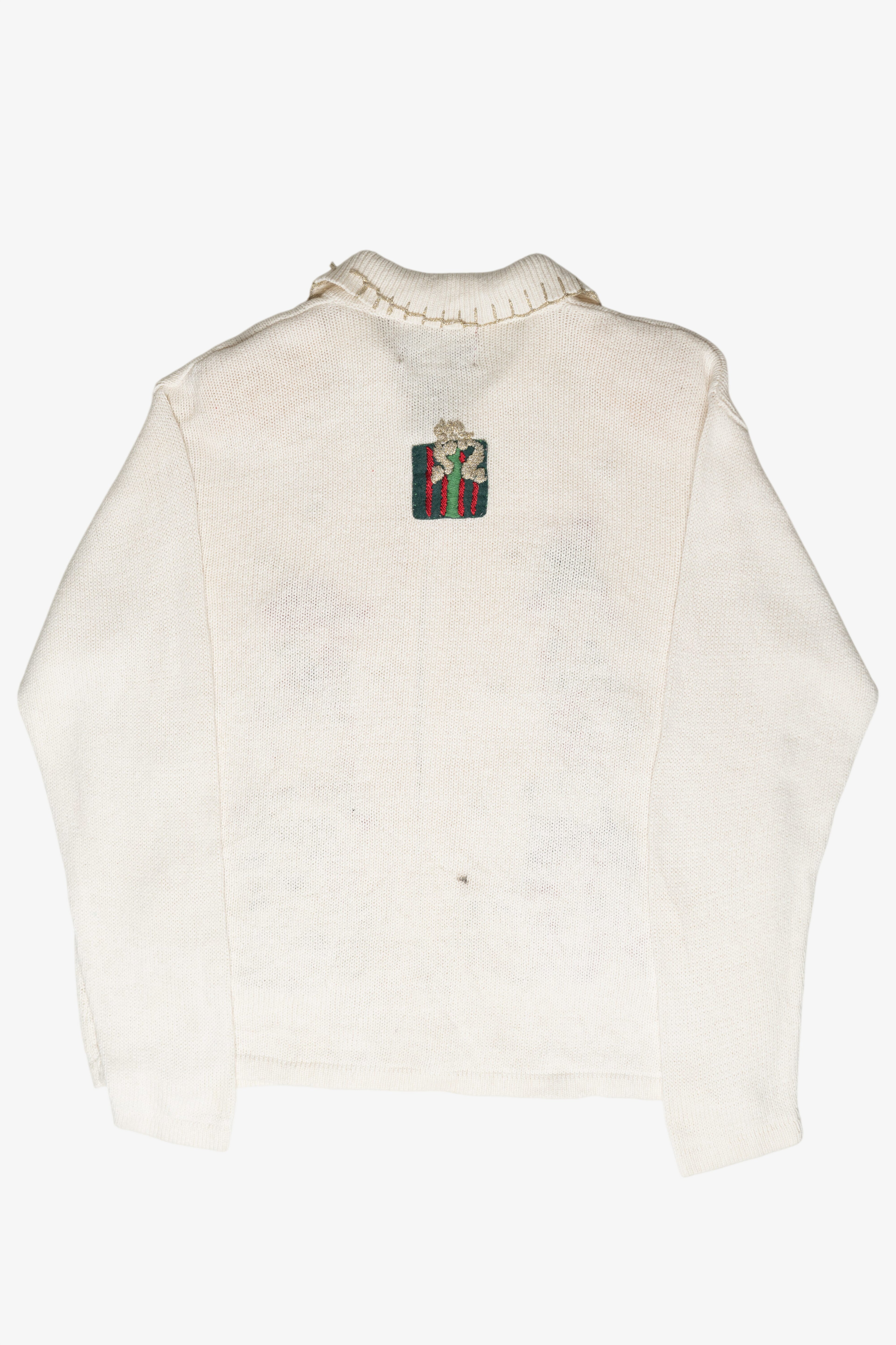 Bear Gifts Stitched Collar Ugly Christmas Cardigan Vintage (2000s)