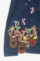 Kids Size Reindeer Vintage Ugly Christmas Cardigan (2000s)