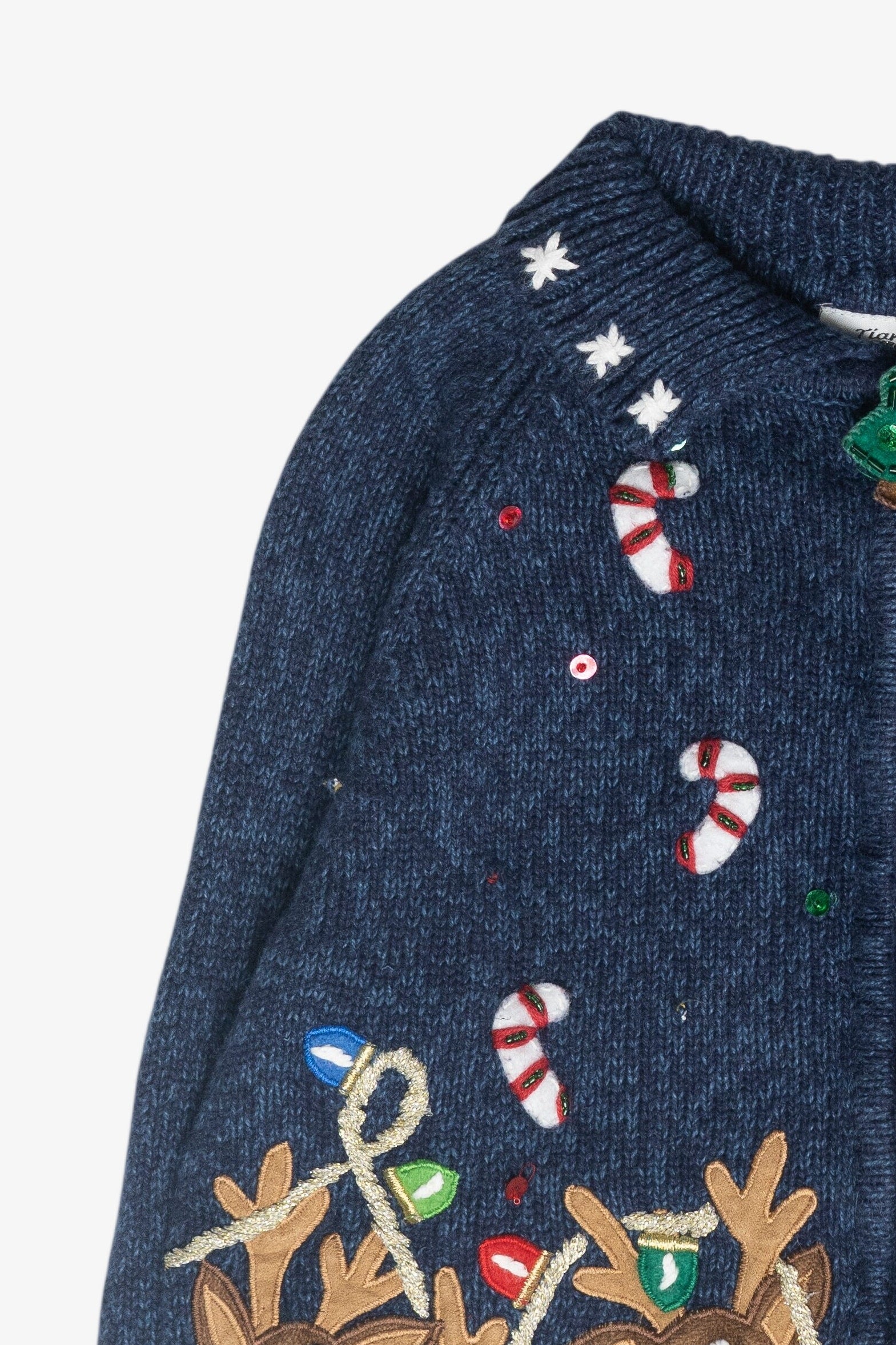 Kids Size Reindeer Vintage Ugly Christmas Cardigan (2000s)
